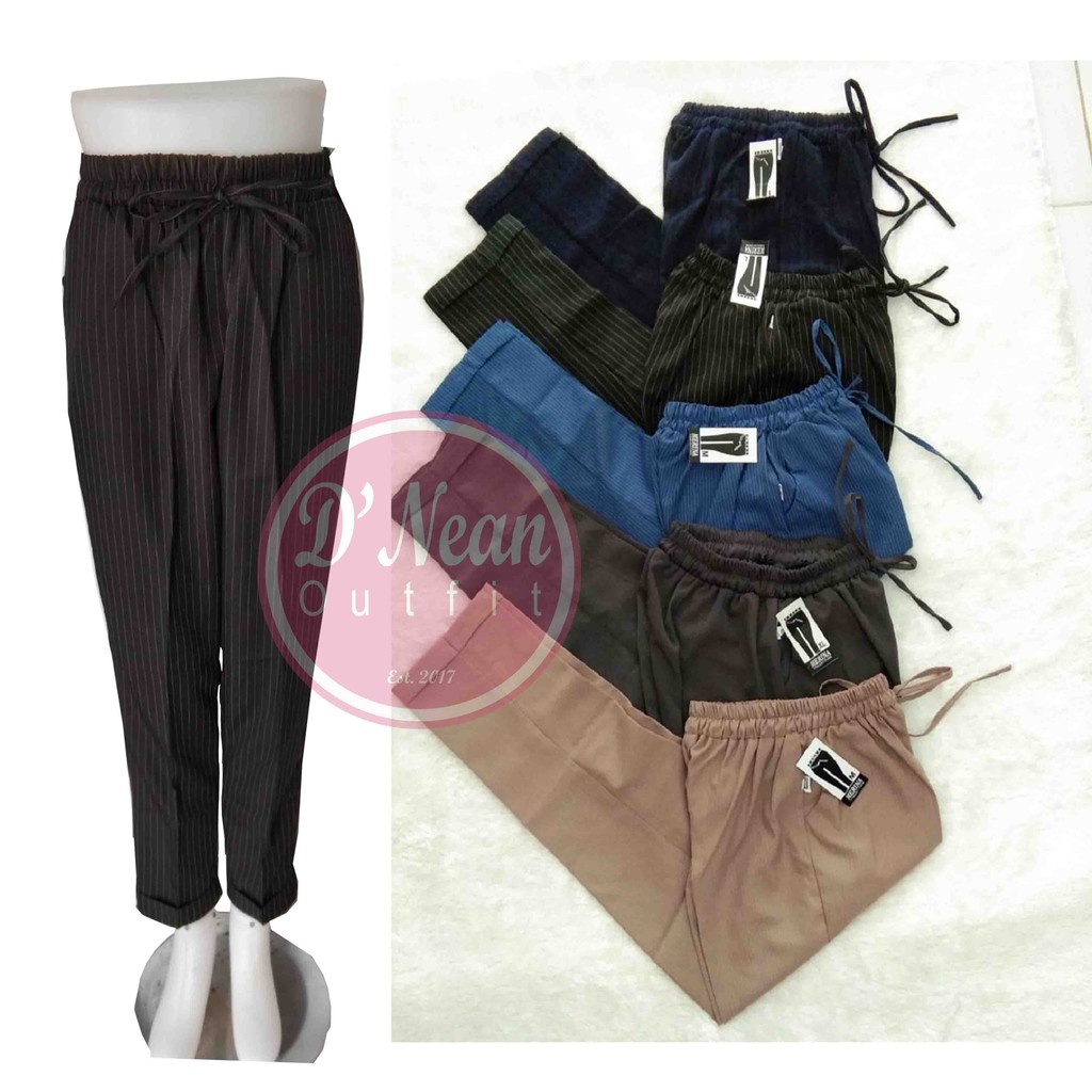 Celana Merina Baggy Pants MOTIF SALUR M L XL sentik balik Celana Merina Baggy Pants MOTIF SALUR M L XL sentik balik