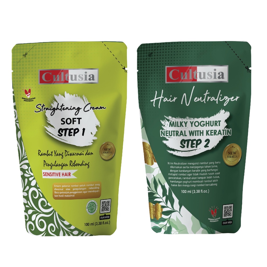 CULTUSIA HAIR STRAIGHTENING SOFT STEP 1 DAN STEP 2 SACHET@ 100 ML