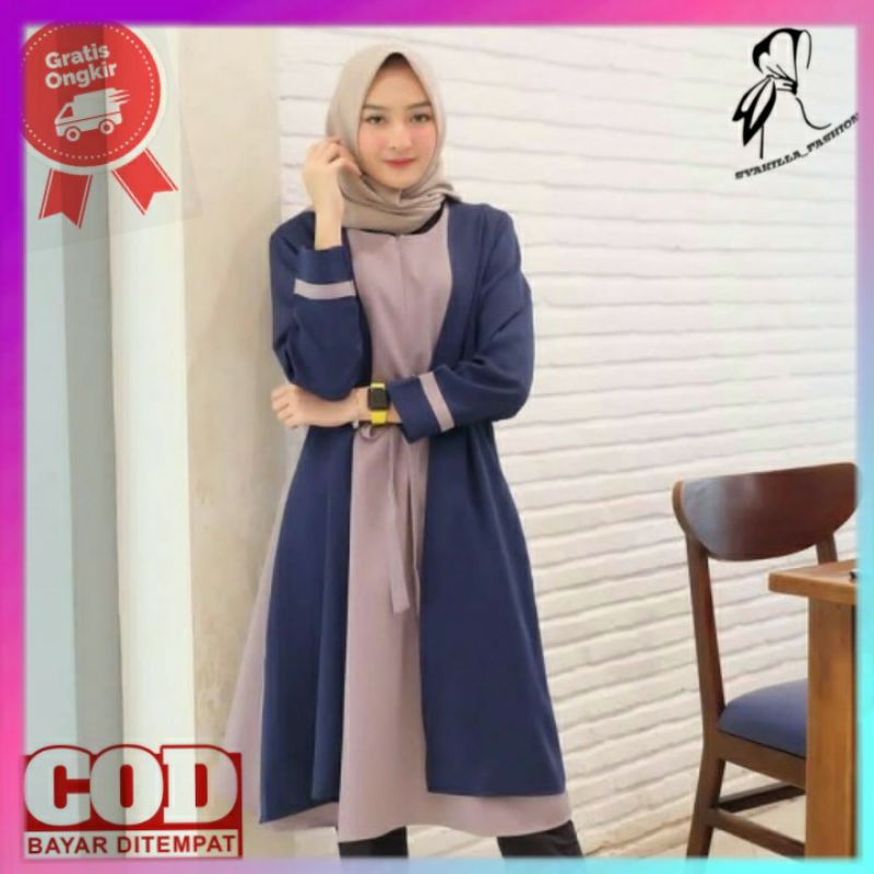 Baju Muslim Syari Wanita Terbaru Baju Syari Terbaru 2021 Tamara Long Tunik Combi Murah
