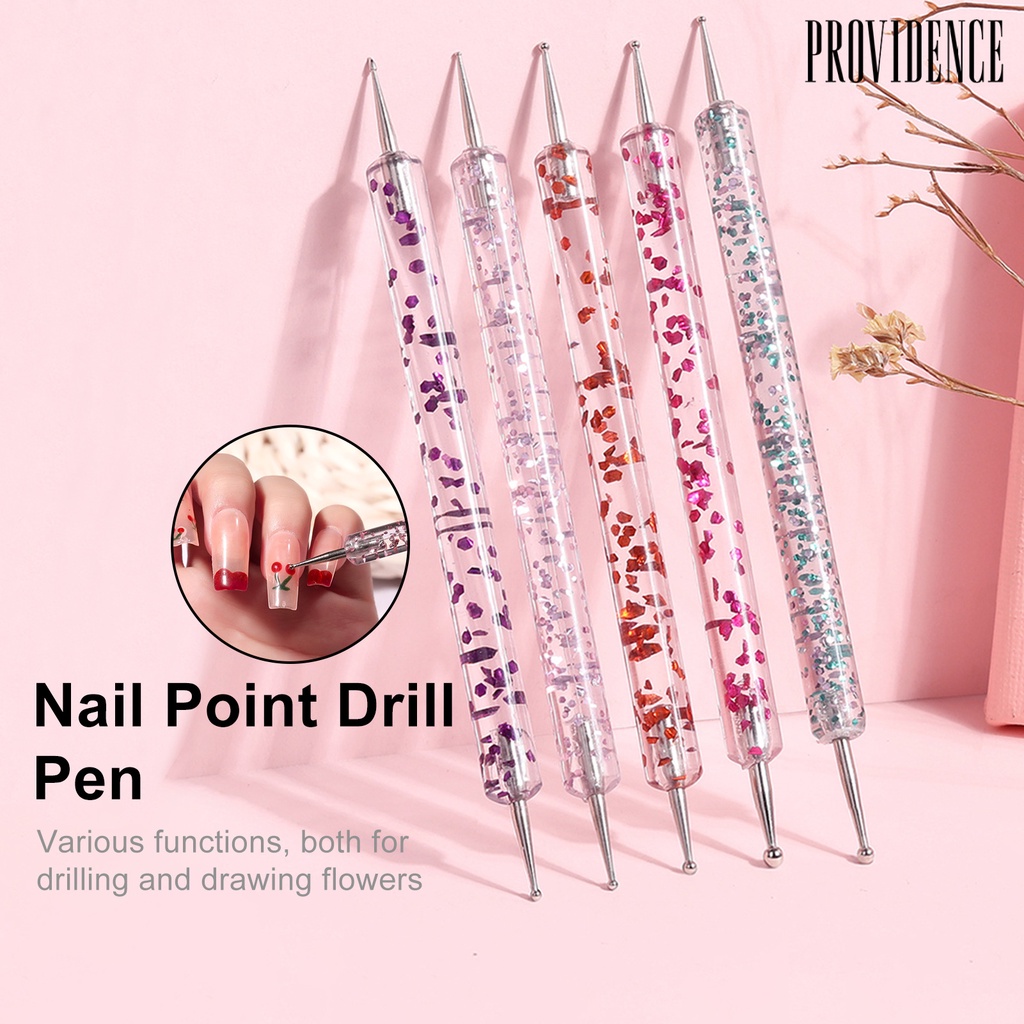 Providence 5Pcs/Set Nail Pen Long Lifespan Easy to Use Acrylic Double-Head Nail Art Drawing Liner for Beauty