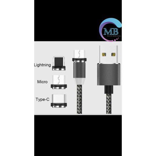 Kabel DIINAMI charger Cashan casan magnet magnetic 3in1 Micro iPhone tipe c fast charging 2.4A MB235