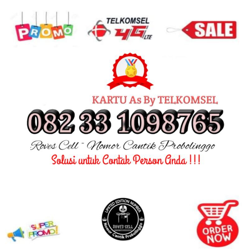 NOMOR CANTIK TELKOMSEL SERI URUT 1098765 8765432