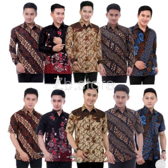 Baju Batik Pria Kenongo Hem Pendek Kemeja Panjang Slim fit Padi Pekalongan M L XL XXL