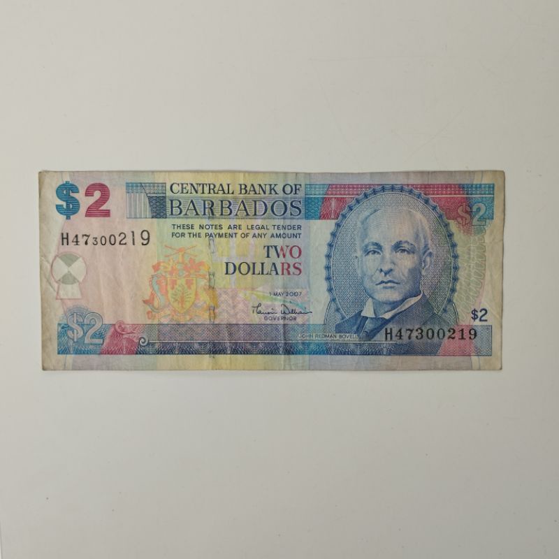 UANG BARBADOS 2 DOLLARS 2007 VF utuh