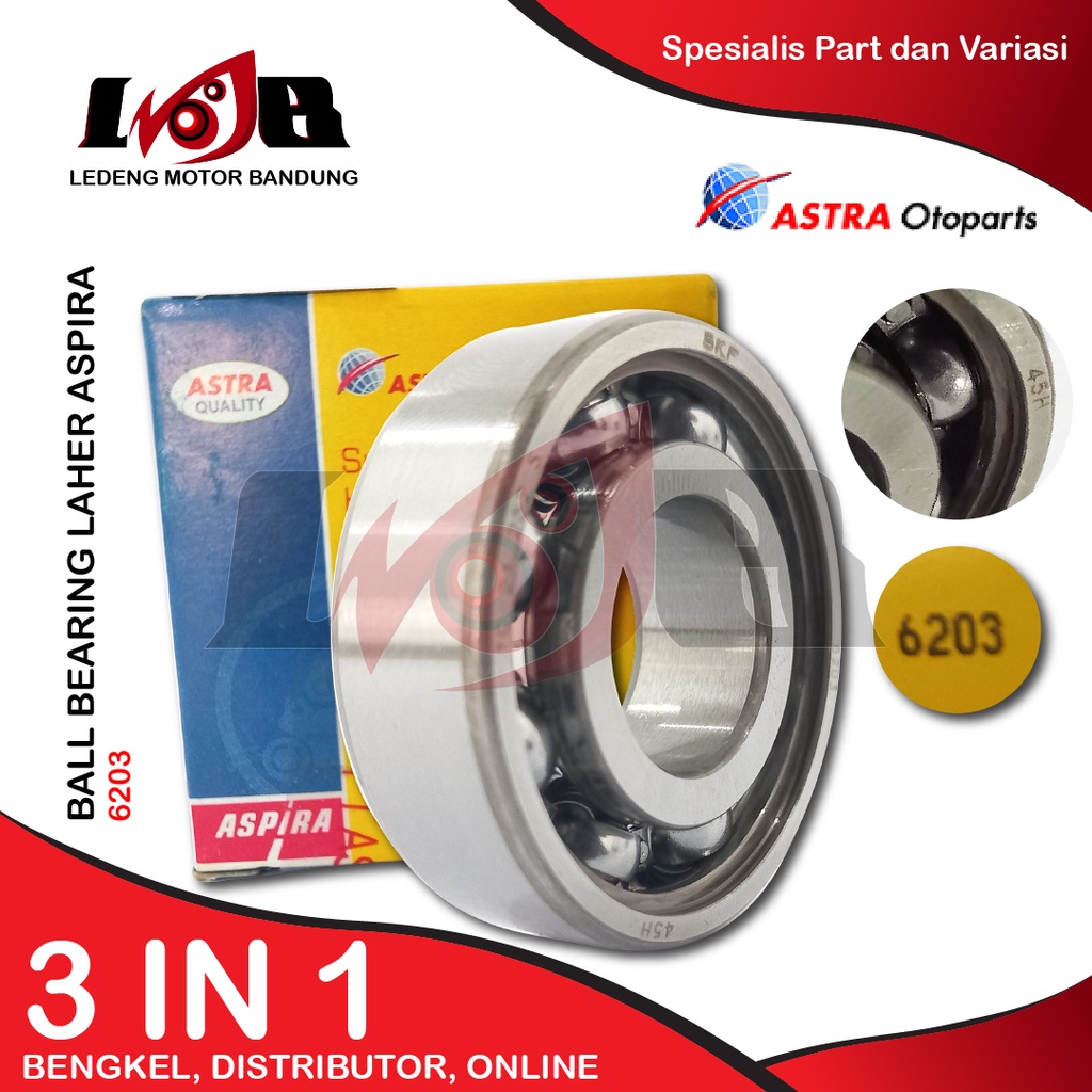 Aspira Laher 6203 Ball Bearing Roda Velg Motor Sport Universal PNP Baja Presisi