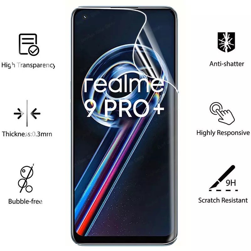 REALME 9 PRO REALME 9 PRO+ ANTI GORES HYDROGEL DEPAN CLEAR BENING TRANSPARAN SCREEN GUARD JELL PELINDUNG LAYAR FULL COVER REALME 9 PRO + REALME 9 PRO PLUS