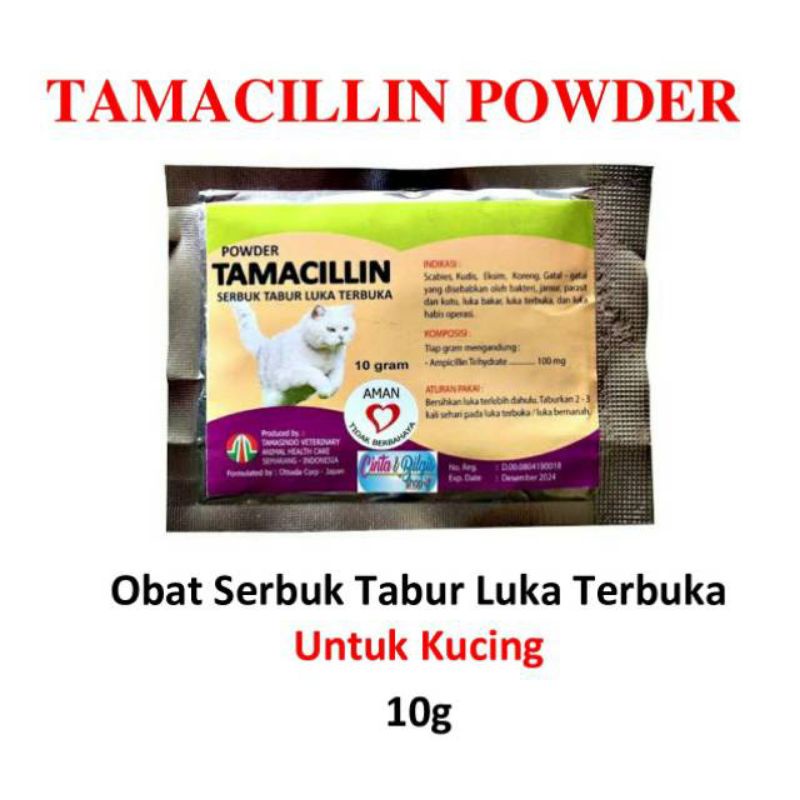 Tamacillin Powder 10g Obat Kulit Luka Terbuka Serbuk Tabur Kucing Cat