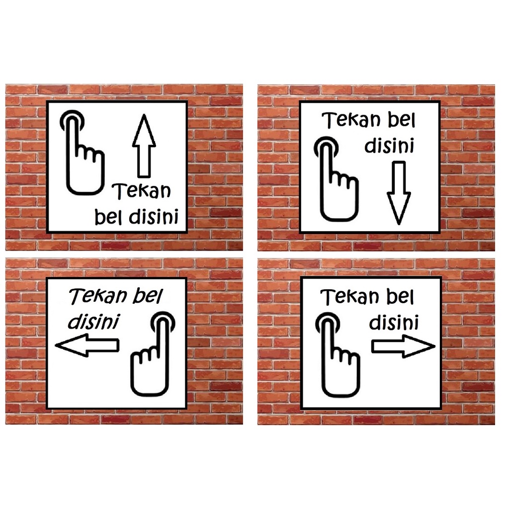 Sticker Stiker tekan bel disini bell pintu rumah bahan anti air anti luntur tahan kuat sinar matahari cocok untuk rumah ruko rukan kantor gudang mini market restoran rumah makan dll