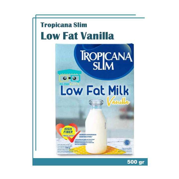 Tropicana Slim Low Fat Milk 500 gr Vanilla Susu Diet Tanpa Gula Keto High Fiber