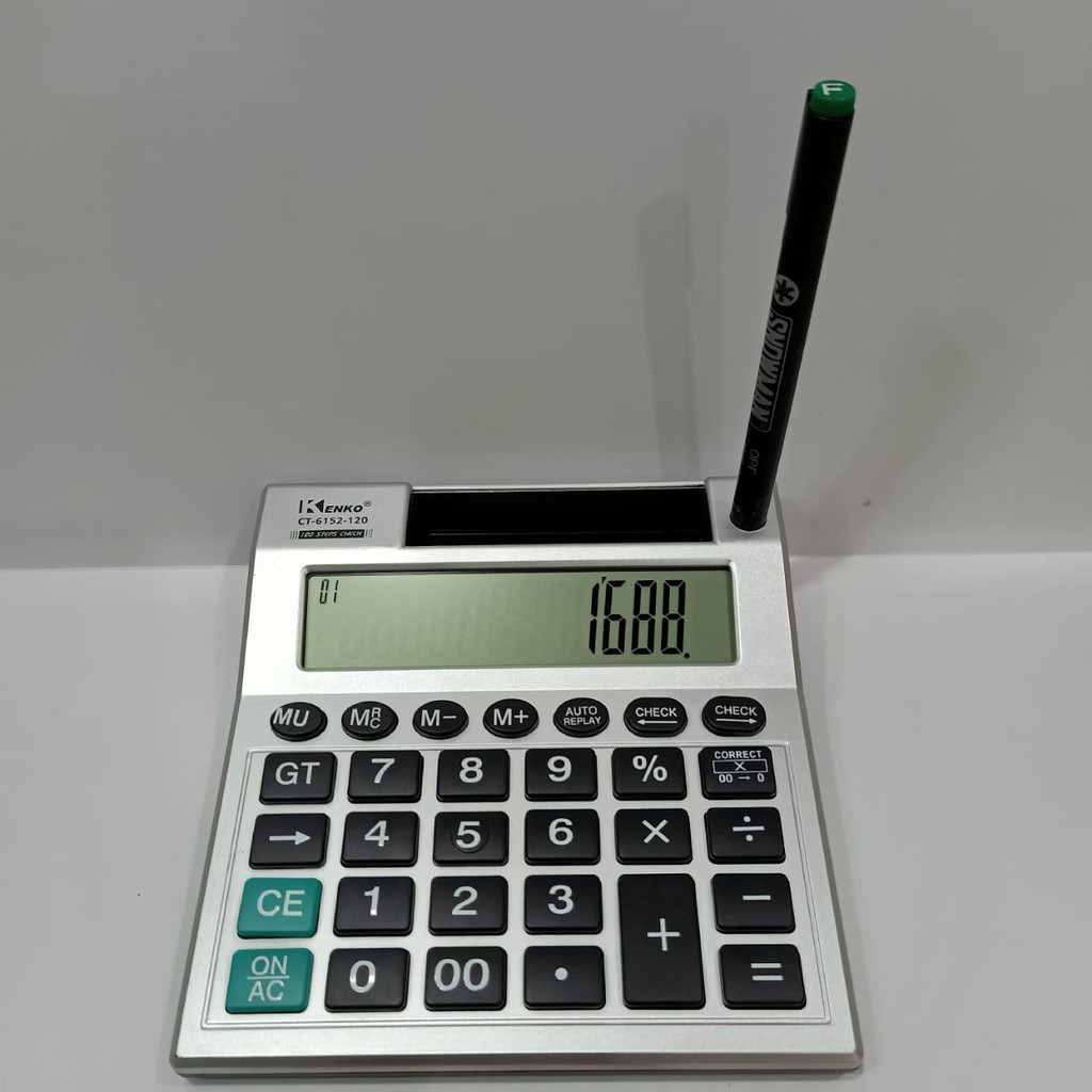 

KENKO WIDE SERIES TEMPAT PULPEN CEK ULANG 12 DIGIT CHECK CORRECT CALCULATOR AA BATERAI a2