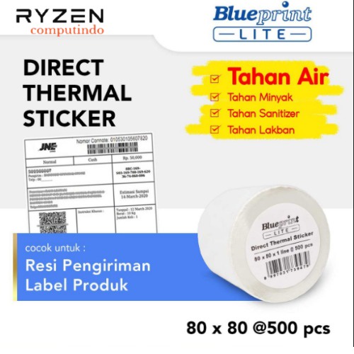 

Direct Thermal Sticker , Stiker Label BLUEPRINT Lite 80 x 80 , 80x80 mm 500Pcs - 1 Roll