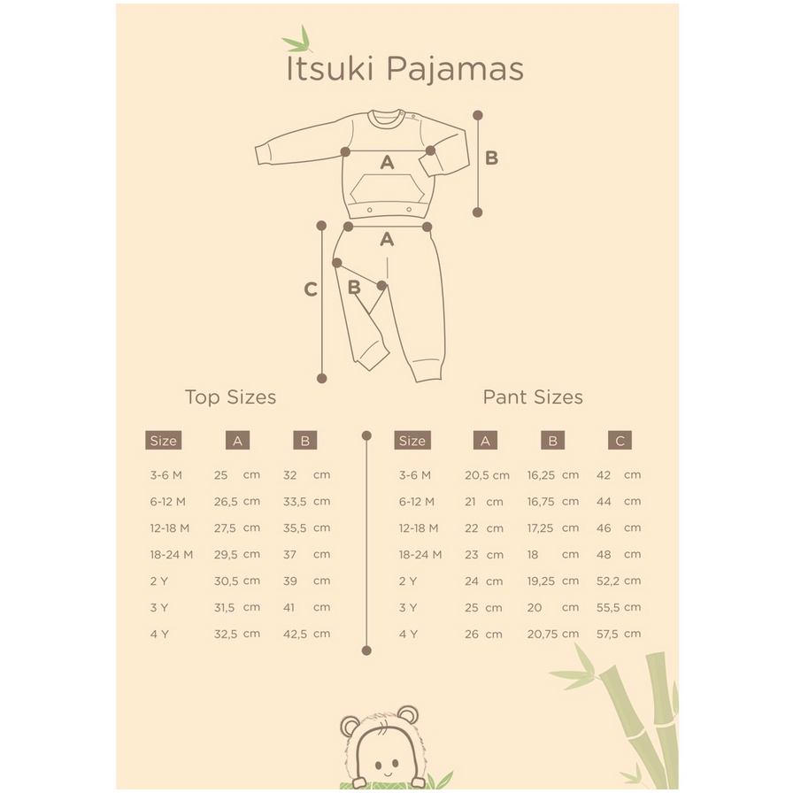 Bamboo and Bub Itsuki Pajamas - Piyama Pyjamas Bambu Anak Bayi Baby Clothes One Set Two Piece Baju Atasan Celana Tidur