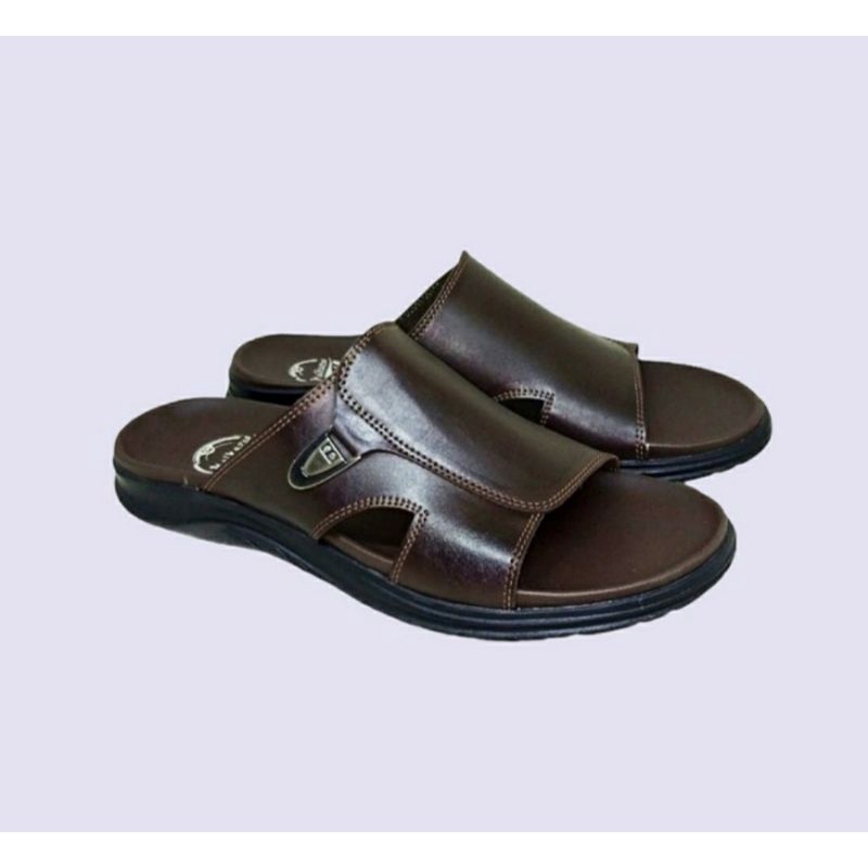 Sandal Slide Pria MKZ1 Slop Bapak2 Kasual Kulit / Sendal Slide KULIT GARUT