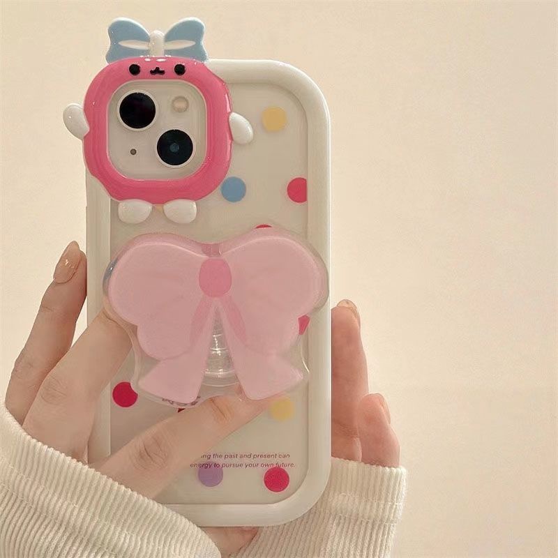 Case Hp Wanita Motif Polkadot Aksen Pita Untuk iPhone 13 / 12pro max / 11 / xs / xr hhqd