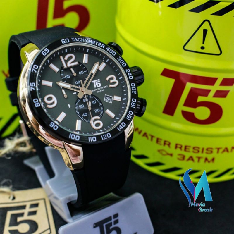 JAM TANGAN PRIA T5 H 3450 H3450G H3450 T5 ORIGINAL 100% CHRONOGRAPH TAHAN AIR BERGARANSI FREE TIN BO