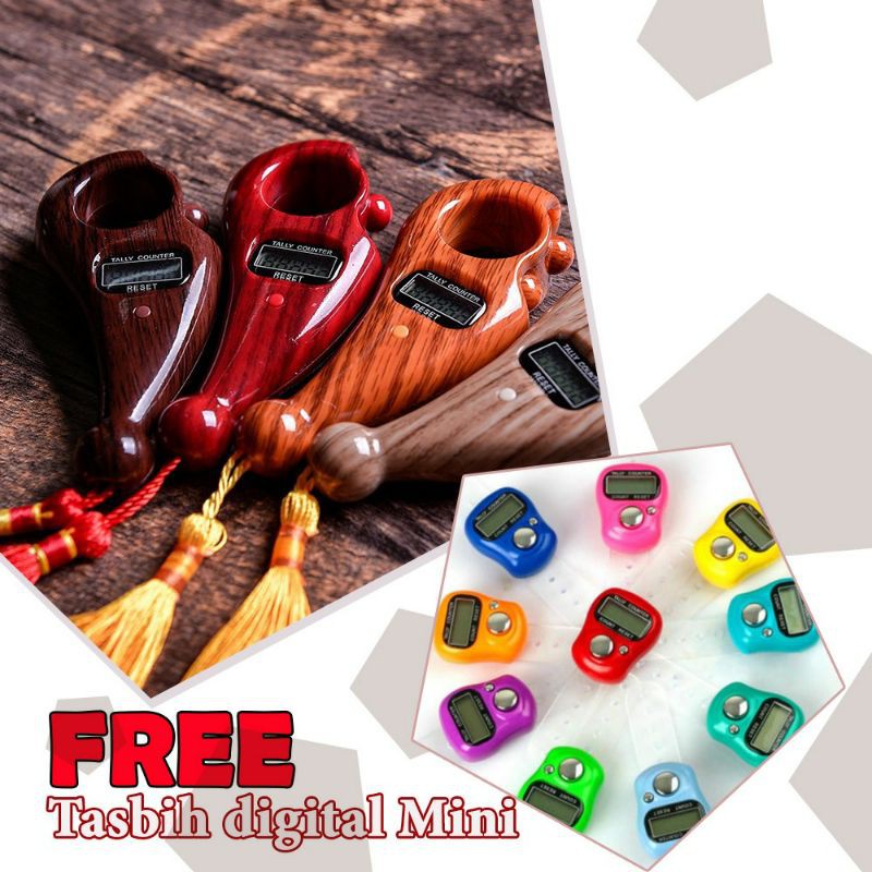 tasbih digital uniqo noled + baterai+ tasbih jari