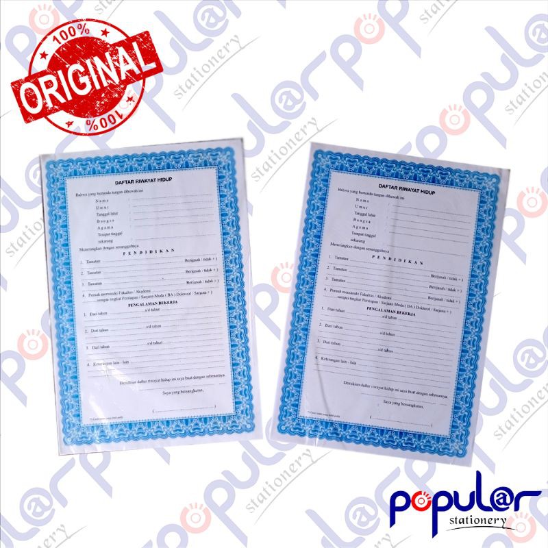 Kertas Daftar Riwayat Hidup