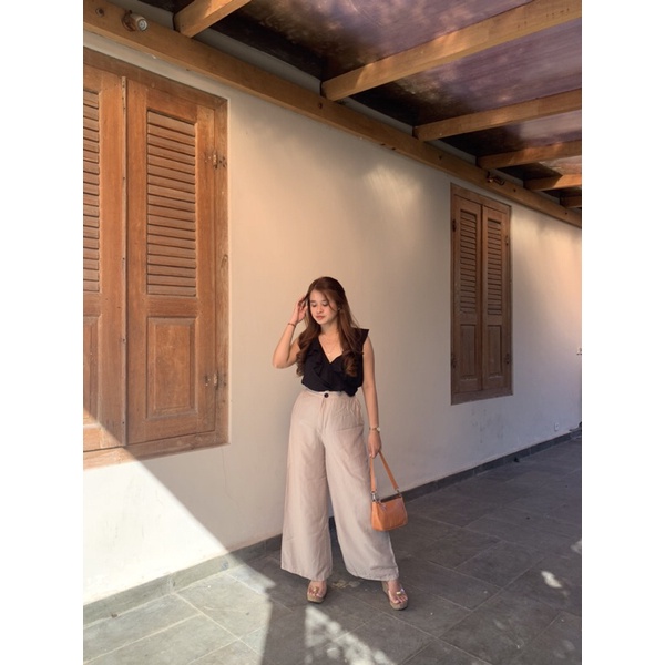 Rayon highwaist button pants | kulot rayon