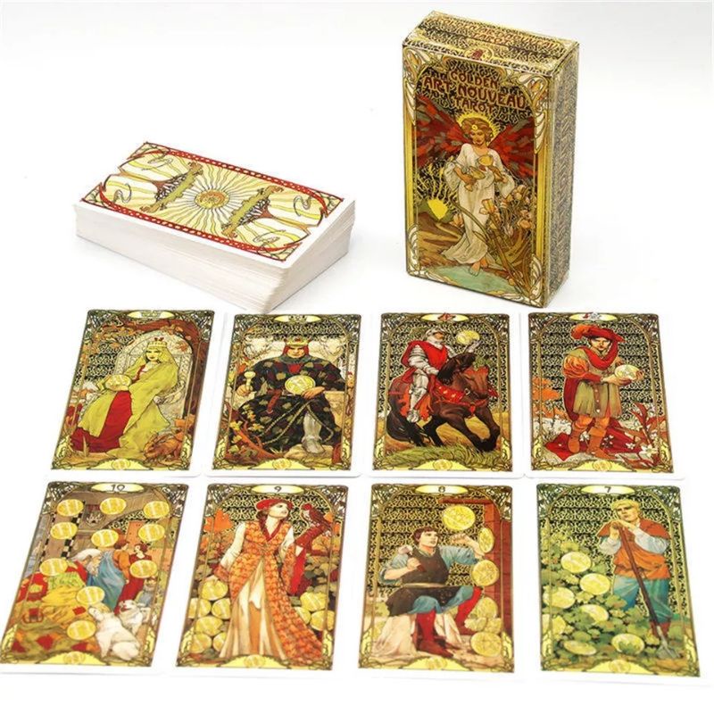 Golden Art Nouveau Tarot 12x7cm include guide paper