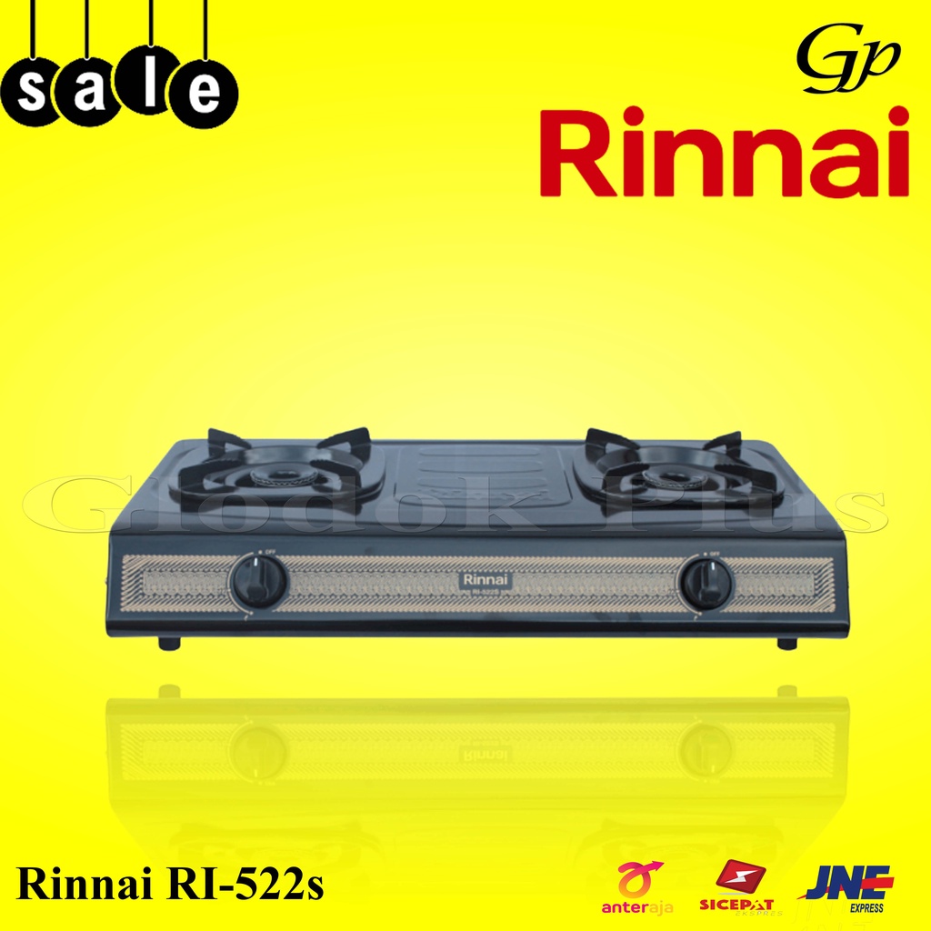 Rinnai RI-522S Kompor Gas 2 Tungku Teflon RI522 s rinai RI522s garansi resmi