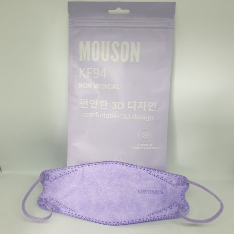 Masker Kf94 4 Ply Mouson Warna Ungu Muda Lilac Violet Isi 10 Pcs Earloop