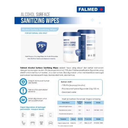 Tissue Falmed Basah Alcohol Surface Sanitizing Alcohol 75% Isi 90 Lembar