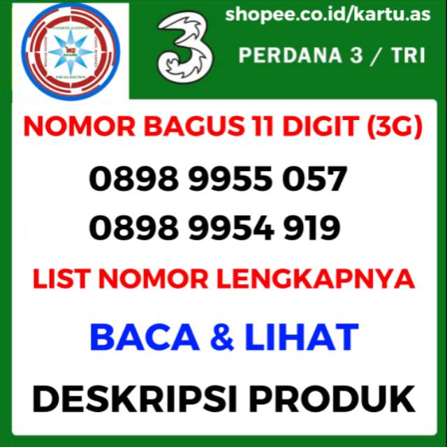 Kartu 3 Nomor 11 Digit Awalan 0898 Shopee Indonesia