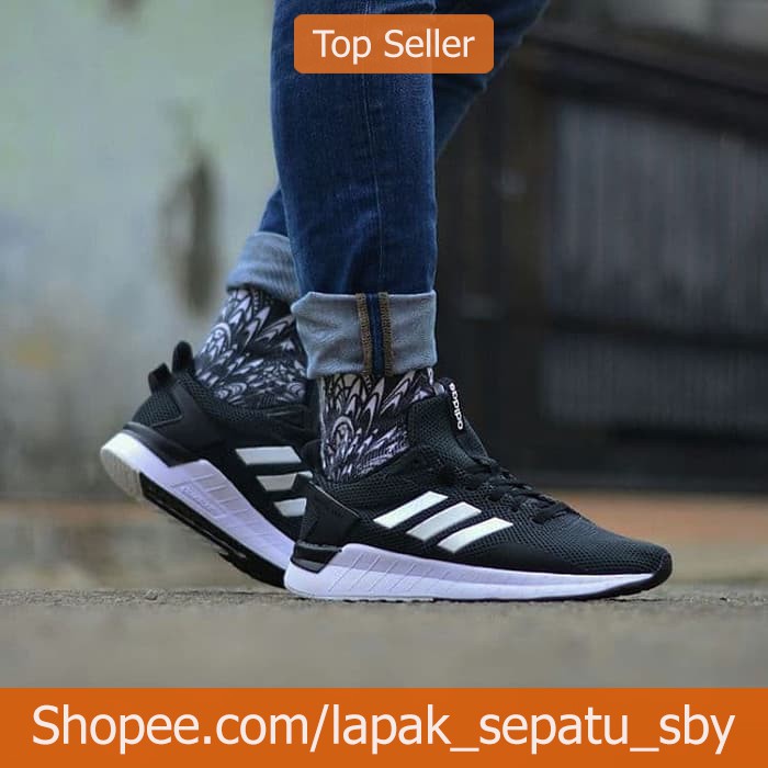 Sepatu Adidas Sport Questar Black List White Original - Hitam 40