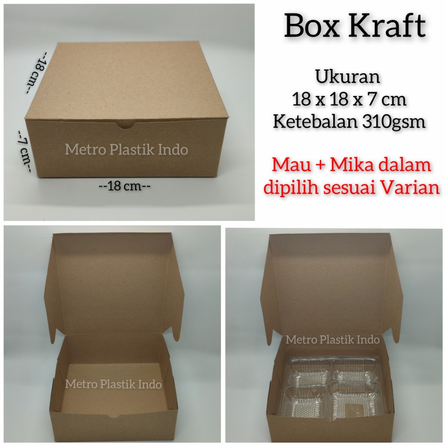 Box Kraft 18x18 | Kotak Nasi | Dus Kemasan Makanan 18 x 18 Coklat