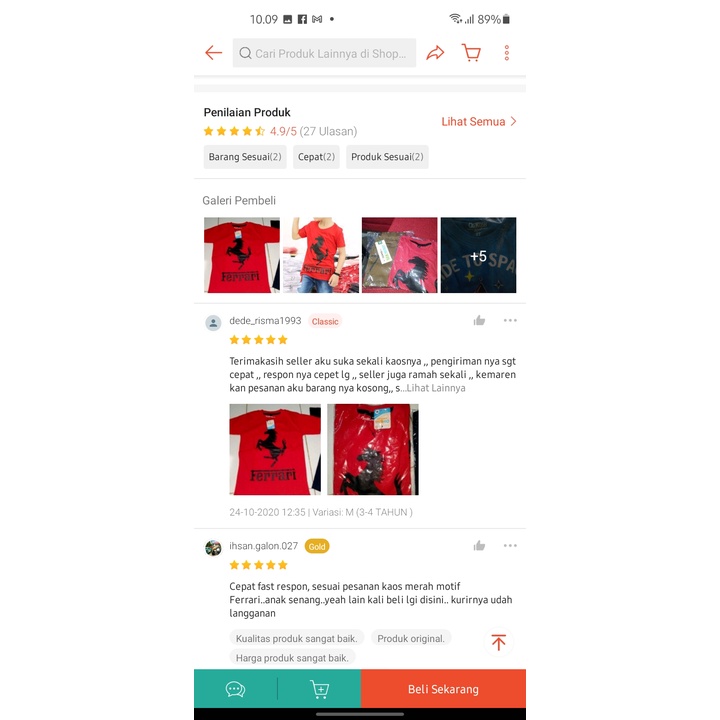 kaos anak motif ferrari warna merah usia 1-6 tahun-2