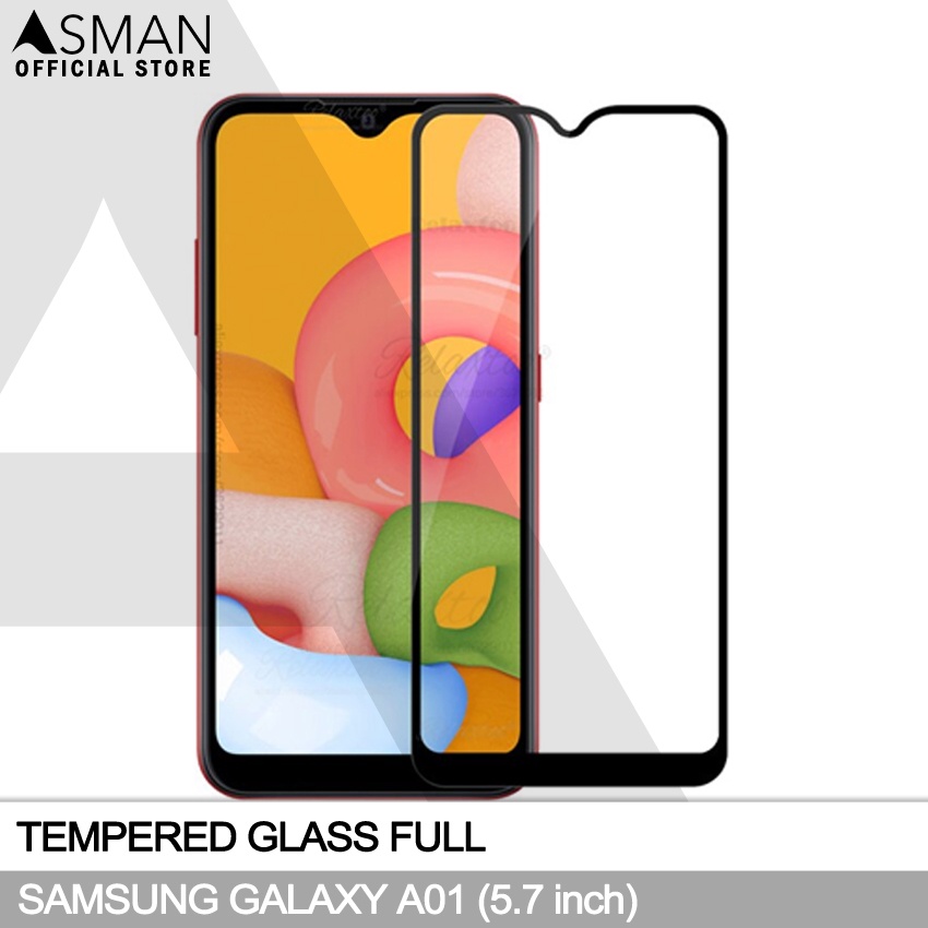 Tempered Glass Full Samsung Galaxy A01 (5.7&quot;) | Anti Gores Kaca - Hitam