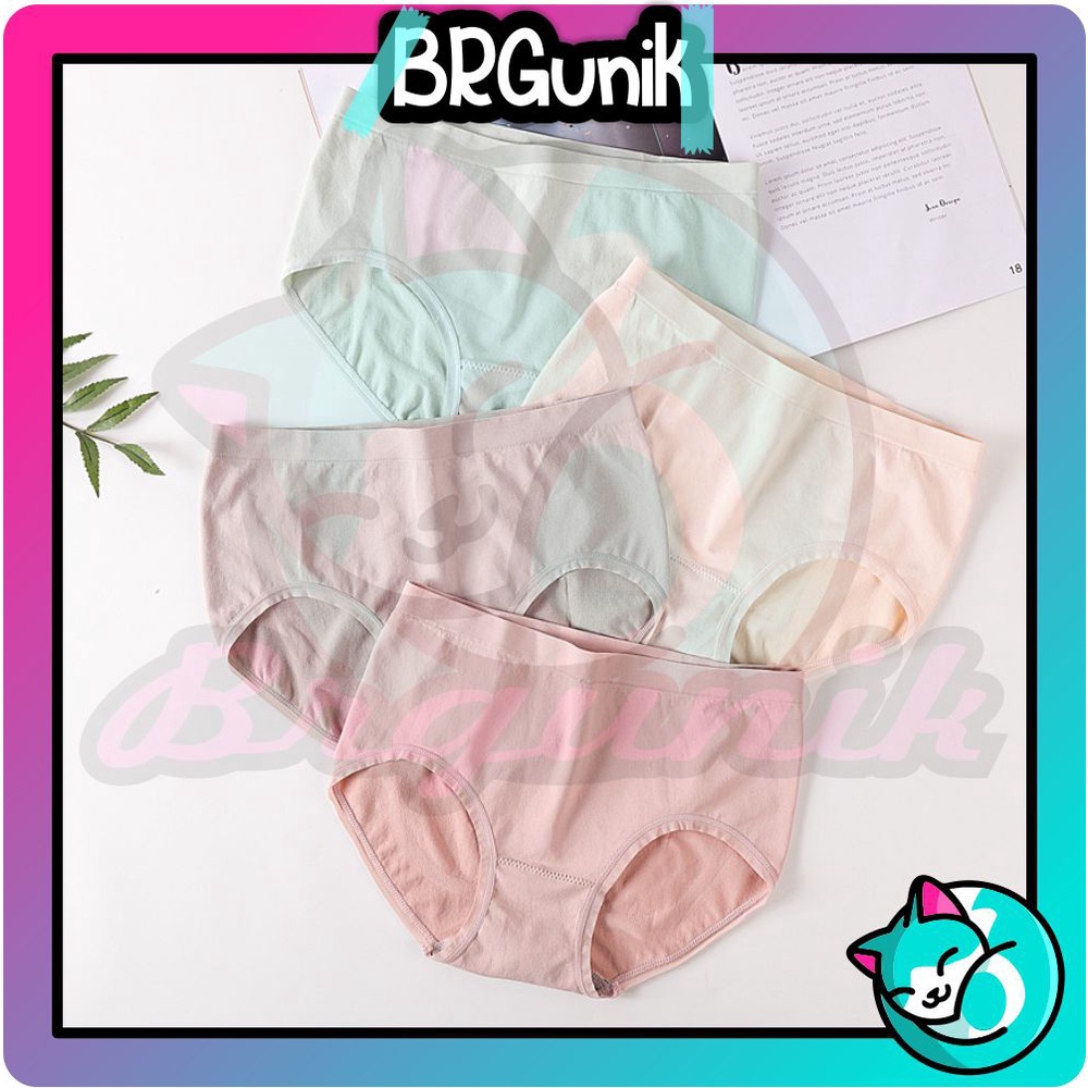 BRGUNIK Celana Dalam Wanita Polos Katun CD Motif Polos Underwear Push Up Sexy Sempak Gaya Korea Import Cod B066