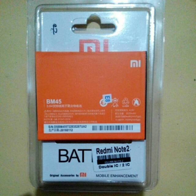 Baterai original Xiaomi Redmi Note 2