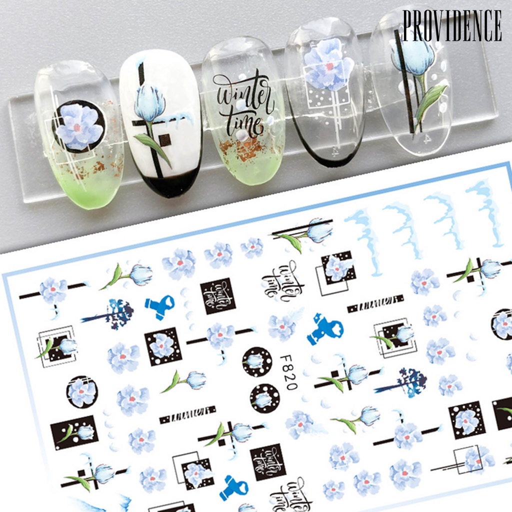 Providence Stiker Kuku 3d Motif Daun / Geometri Aksen Glitter Untuk Aksesoris Nail Art / Manicure