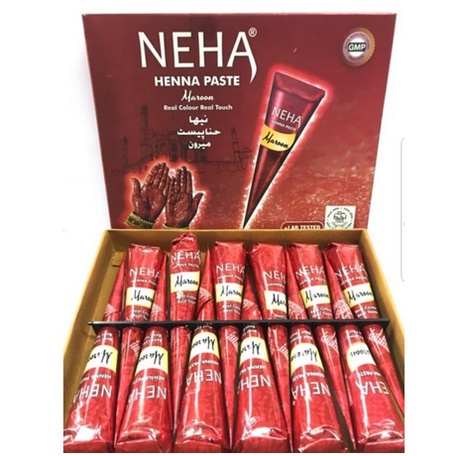 Heena/Henna/Hena Magic NEHA BPOM Warna Maroon White Hitam Cherry Halal Herbal Pernikahan Golecha