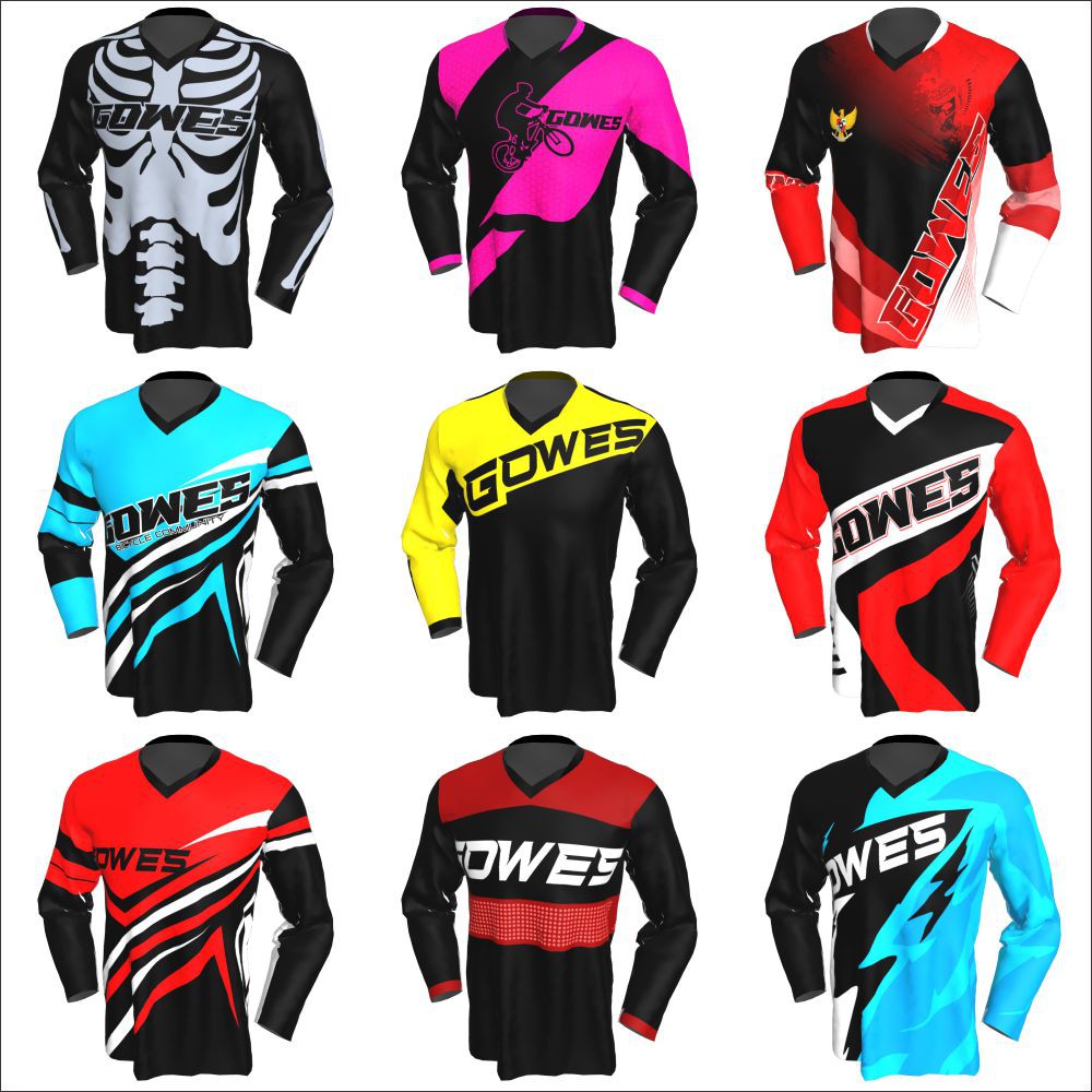 Baju Kaos  Jersey Sepeda Gowes Trail  Downhill Balap Lengan 