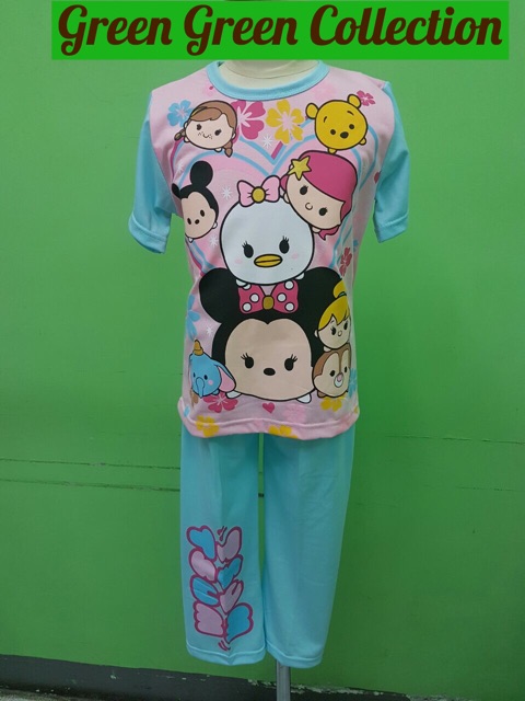 Baju Tidur/ Piyama Kaos Anak Disney Tsum Tsum