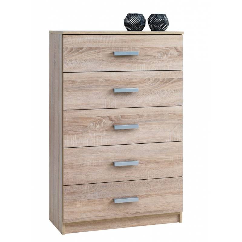 

JYSK Lemari Laci Murah Chest 5 Drawers Wide Kabdrup 71X35X108CM Oak