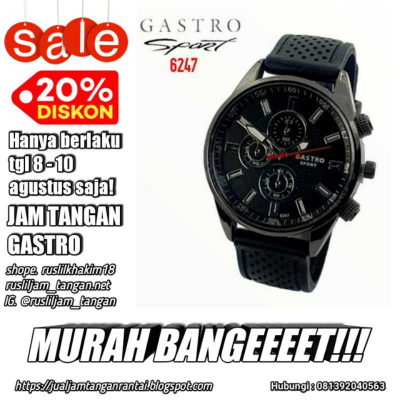 Jam Tangan Pria GASTRO SPORT Black Termurah No 1