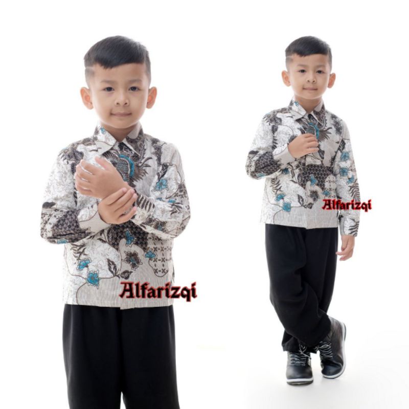 Baju batik anak laki-laki lengan panjang umur 2-13 tahun bisa buat sekolah hari batik