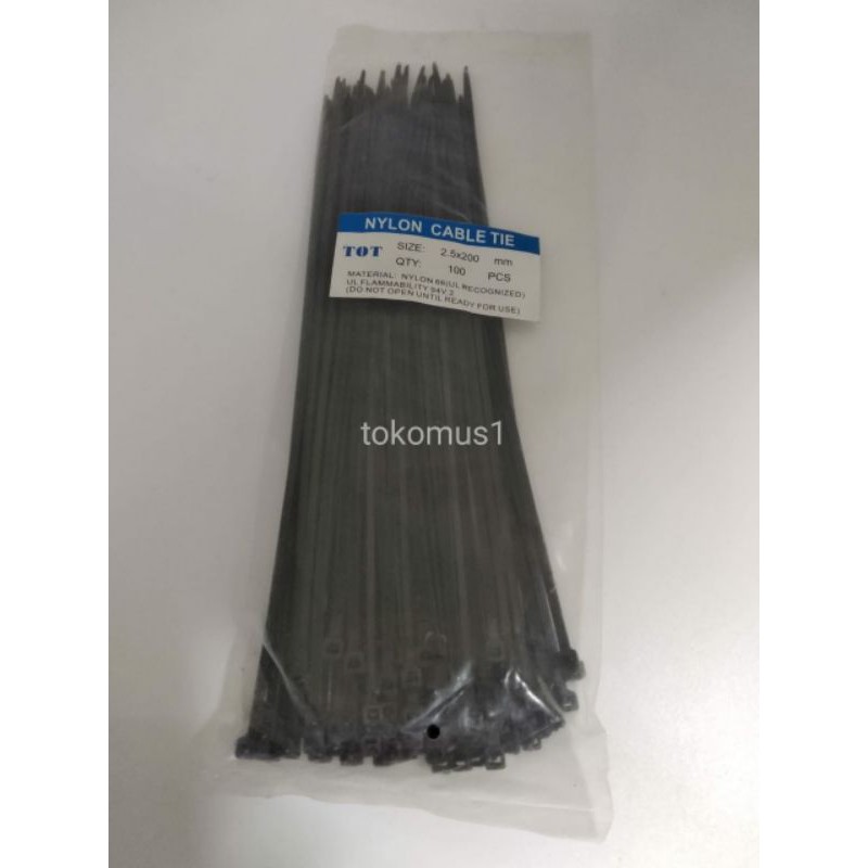 Kabel Ties Nylon Ukuran 10cm /15cm/25cm/30cm Harga 1 Pack isi 100 Pcs MURAH-HITAM