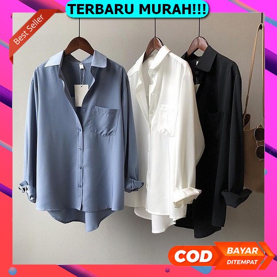 Promo Cuci Gudang Kemeja Wanita Lengan Panjang Motif Daun Jatuh Termurah [Cod] Outfit Terlaris - Lov