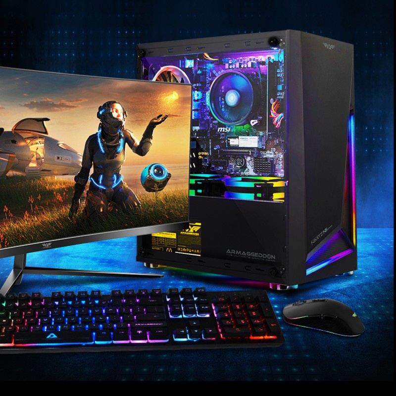 PC GAMING Ryzen 3 3200G + Monitor + Keyboard Mouse Gaming