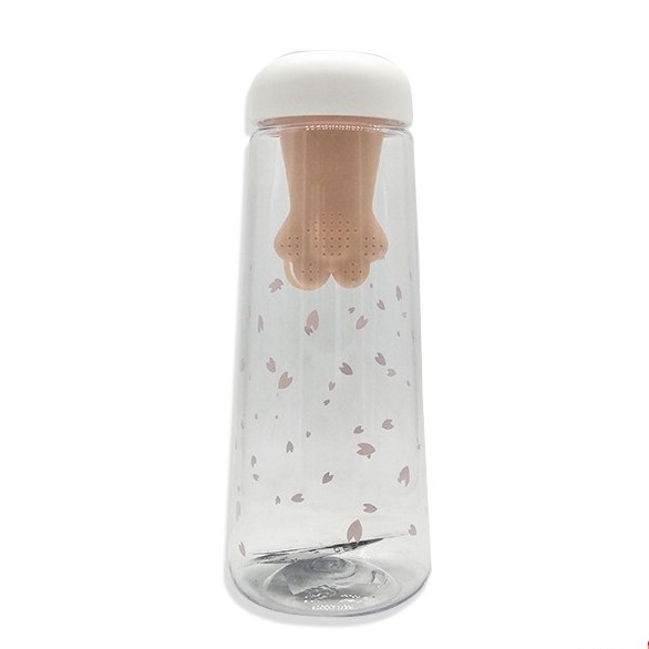 H264 Botol Minum Paw Cat 550ml Cute Claw Tea Infuser Kucing Lucu Unik / Botol Air Minum Sakura-PINK
