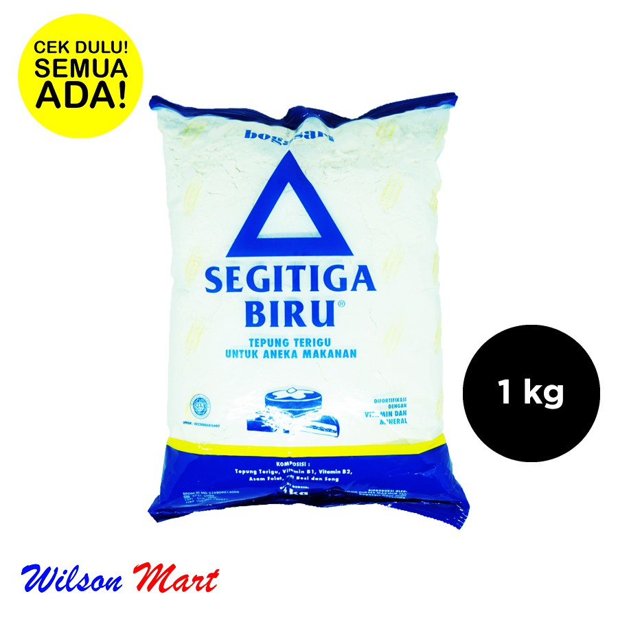 

BOGASARI SEGITIGA BIRU EKONOMIS TEPUNG TERIGU 1000 GRAM 1 KG TRANSPARAN