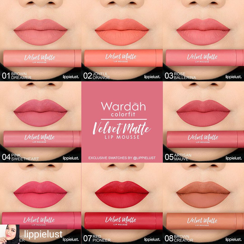 Lipstik Wardah Velvet Matte Lip Mousse / Lipmatte Wardah Nyaman dan Lembap dibibir