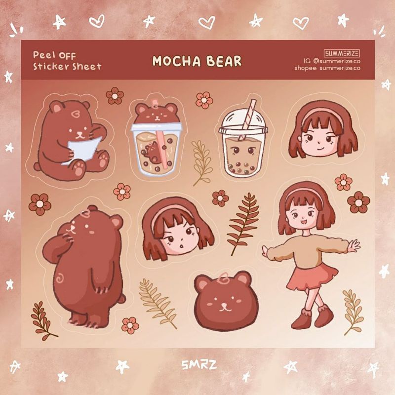 

Mocha Bear - Peel Off Sticker Sheet