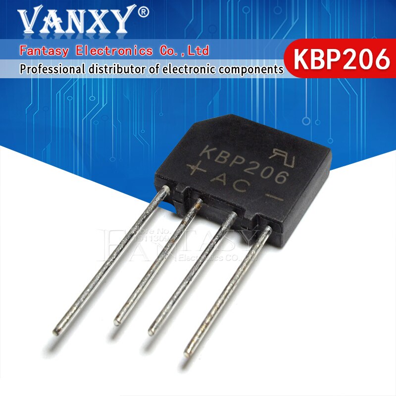 (Siap, Tersedia) 100PCS KBP206 KBP206G DIP Bridge Rectifier 2A 600V IC Baru Dan original