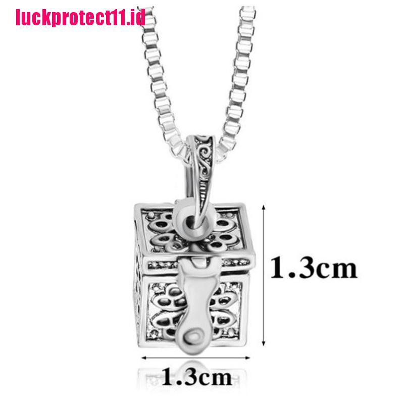 (LUCK) Kalung Rantai Dengan Liontin Bentuk Abu Kremasi Mini Bahan Metal Warna Silver