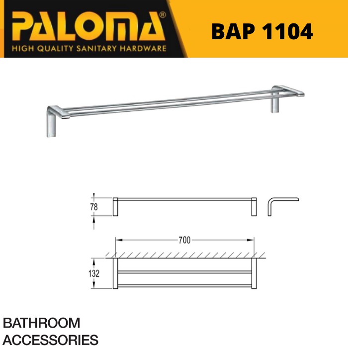 PALOMA BAP 1104 Rak Handuk Baju Gantungan Hanger Dinding Kamar Mandi